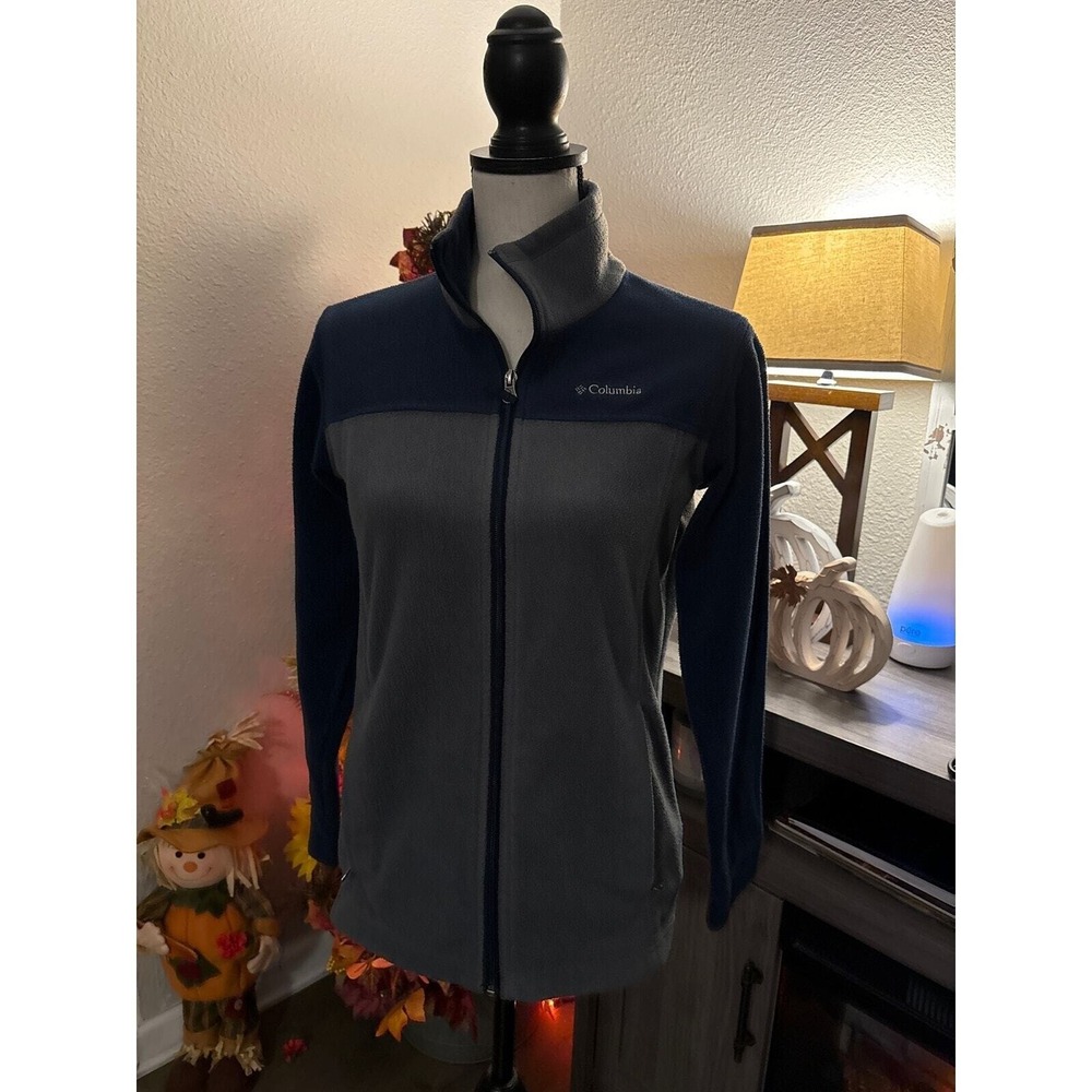 Columbia blue gray sweatshirt L‎ zip  up